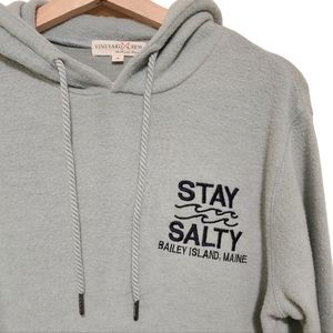 Vinyard Crew Women's Fleece Hoodie Size Small Stay Salty Baily Island Maine